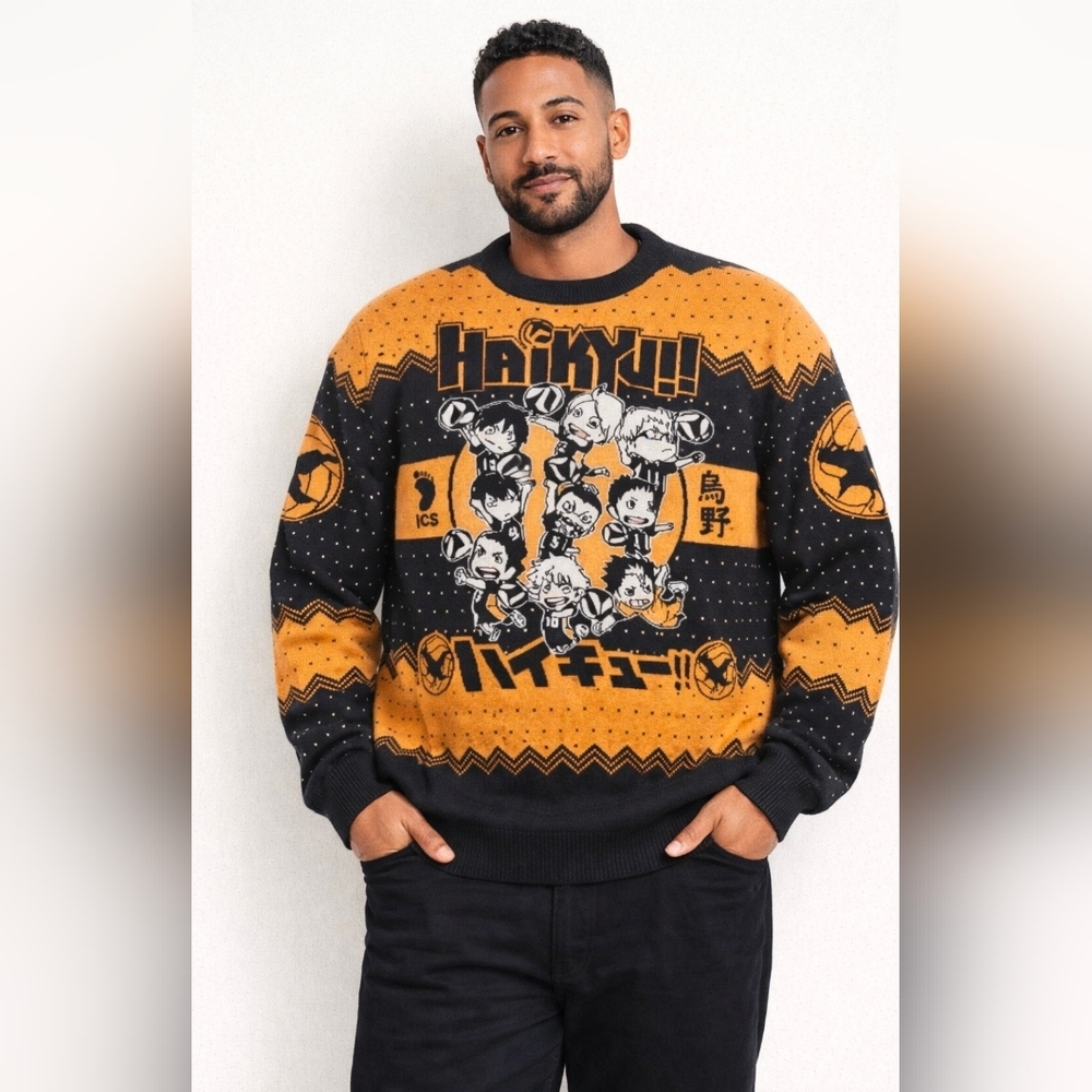 Haikyu Sweater Boxlunch Karasuno Crows Chibi Team Holiday Exclusive XL (HL32)